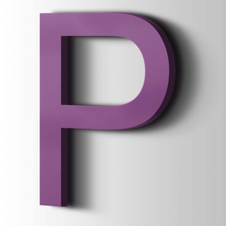 Kunststof Letter P Arial Acrylaat 4008 Signal Violet - 1