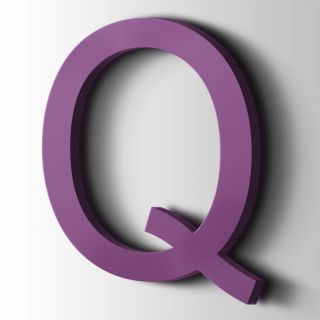 Kunststof Letter Q Arial Acrylaat 4008 Signal Violet - 1