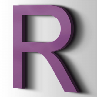 Kunststof Letter R Arial Acrylaat 4008 Signal Violet - 1