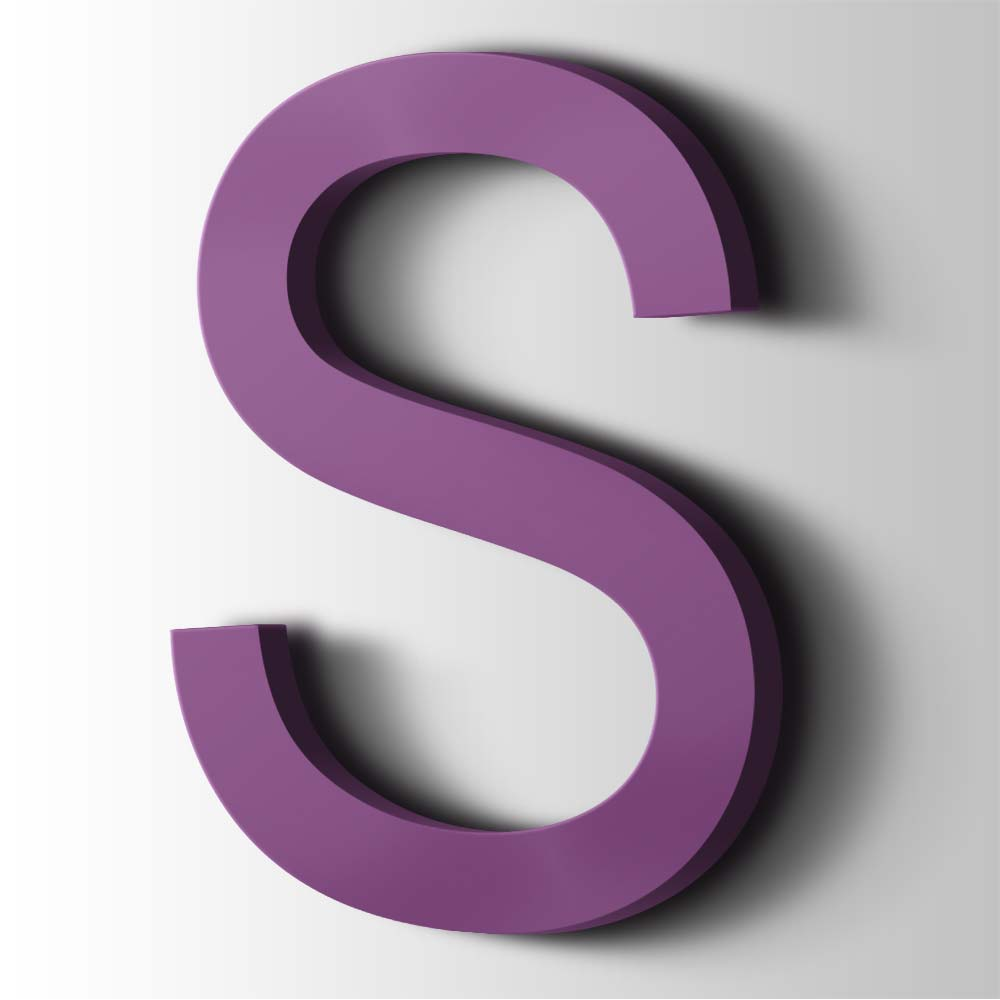 Kunststof Letter S Arial Acrylaat 4008 Signal Violet - 1