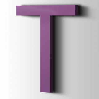 Kunststof Letter T Arial Acrylaat 4008 Signal Violet - 1