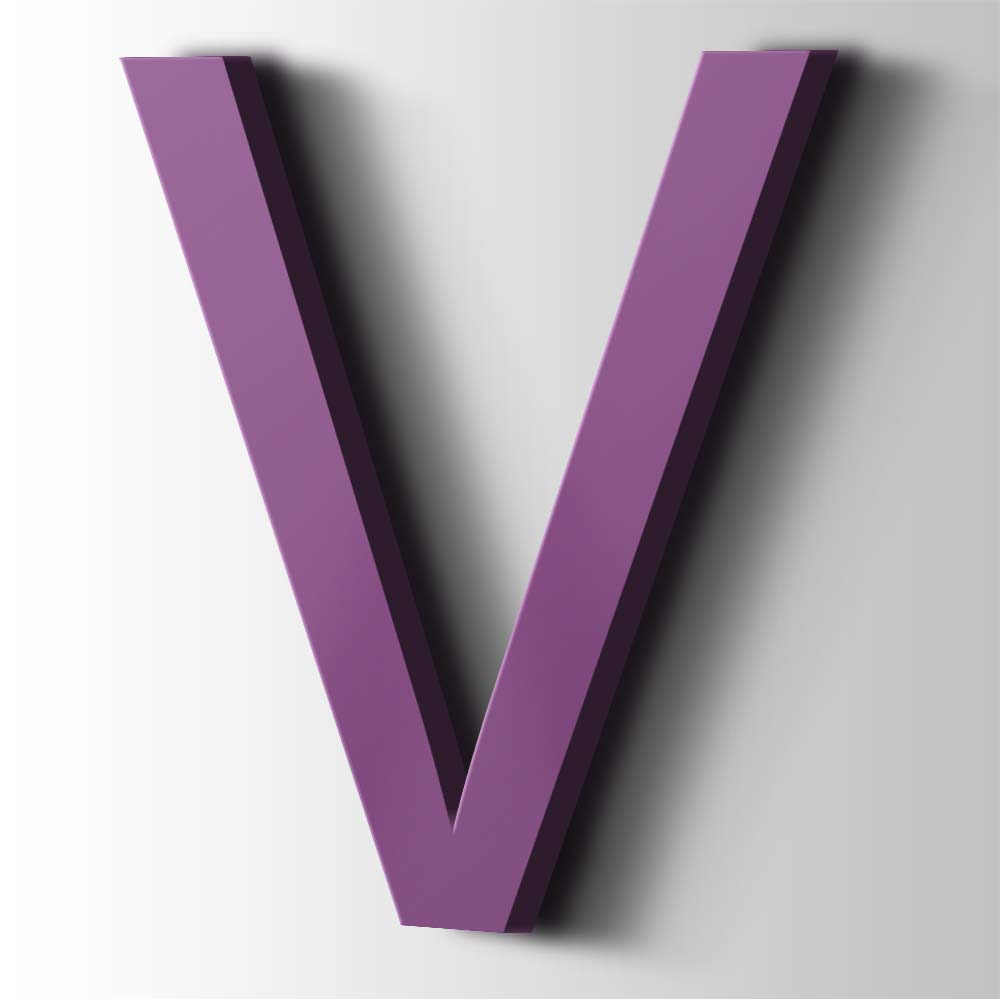 Kunststof Letter V Arial Acrylaat 4008 Signal Violet - 1