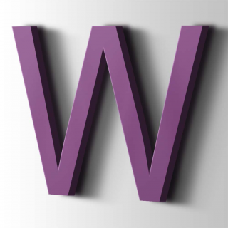 Kunststof Letter W Arial Acrylaat 4008 Signal Violet - 1