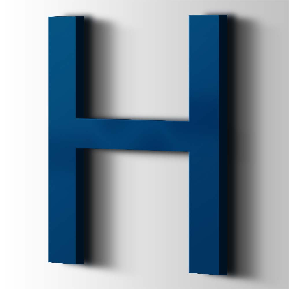 Kunststof Letter H Arial Acrylaat 5002 Ultramarine Blue - 1