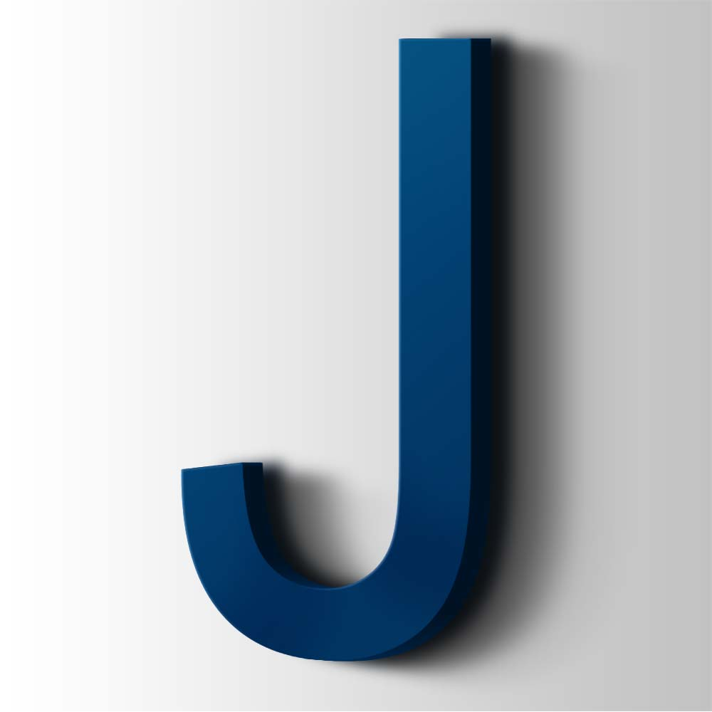 Kunststoff-Buchstabe J Arial Acryl 5002 Ultramarinblau – 1