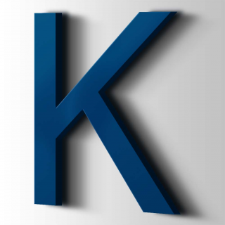 Kunststof Letter K Arial Acrylaat 5002 Ultramarine Blue - 1