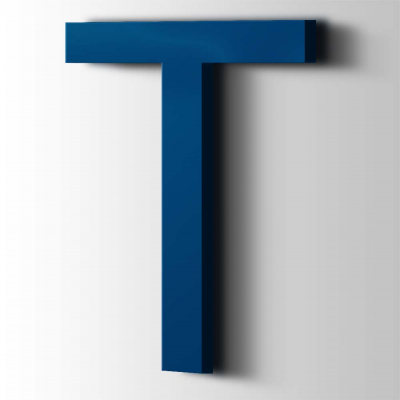 Kunststof Letter T Arial Acrylaat 5002 Ultramarine Blue - 1