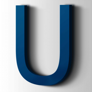 Kunststof Letter U Arial Acrylaat 5002 Ultramarine Blue - 1