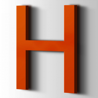 Kunststof Letter H Arial Acrylaat 3020 Traffic Red - 1