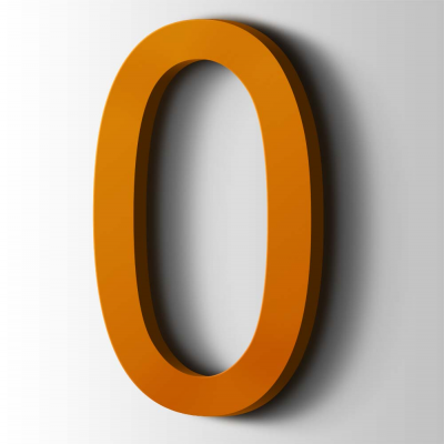 Kunststof Cijfer 0 Arial Acrylaat 2004 Pure Orange - 1