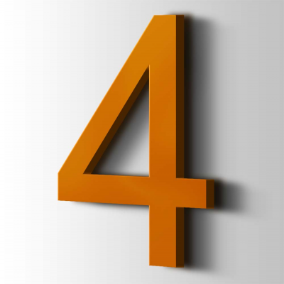 Kunststof Cijfer 4 Arial Acrylaat 2004 Pure Orange - 1