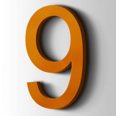 Kunststof Cijfer 9 Arial Acrylaat 2004 Pure Orange - 1