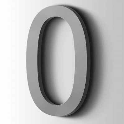 Kunststof Cijfer 0 Arial Acrylaat 7040 Window Grey - 1