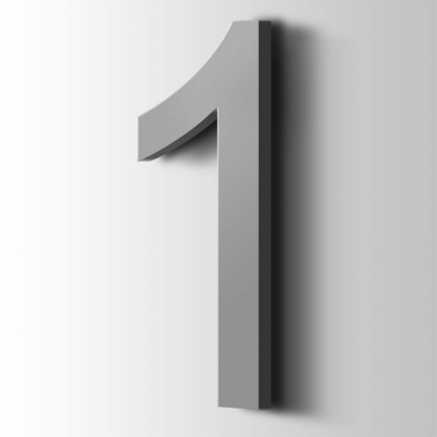 Kunststof Cijfer 1 Arial Acrylaat 7040 Window Grey - 1