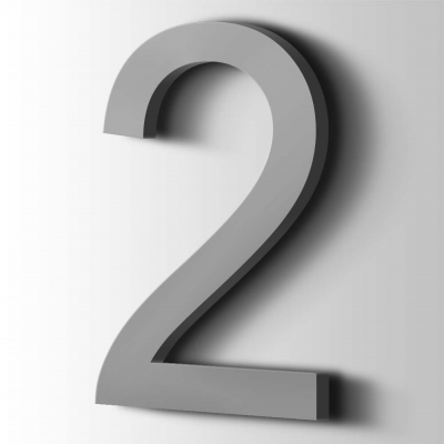 Kunststof Cijfer 2 Arial Acrylaat 7040 Window Grey - 1