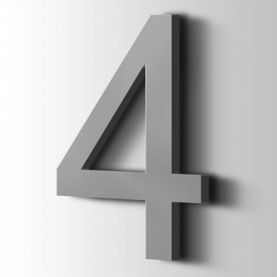 Kunststof Cijfer 4 Arial Acrylaat 7040 Window Grey - 1