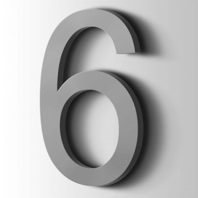 Kunststof Cijfer 6 Arial Acrylaat 7040 Window Grey - 1