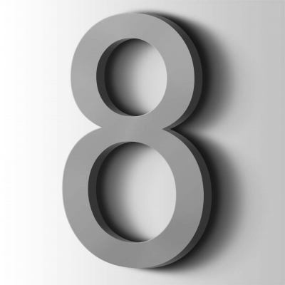 Kunststof Cijfer 8 Arial Acrylaat 7040 Window Grey - 1