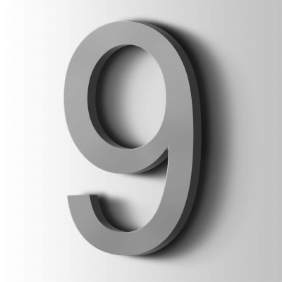 Kunststof Cijfer 9 Arial Acrylaat 7040 Window Grey - 1