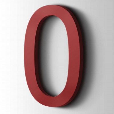 Kunststof Cijfer 0 Arial Acrylaat 3001 Signal Red - 1 Kunststof Cijfer 0 Arial Acrylaat 3001 Signal Red - 1