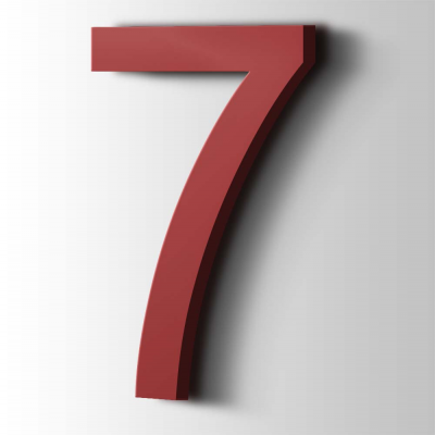 Kunststof Cijfer 7 Arial Acrylaat 3001 Signal Red - 1