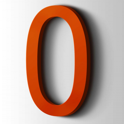 Kunststof Cijfer 0 Arial Acrylaat 3020 Traffic Red - 1