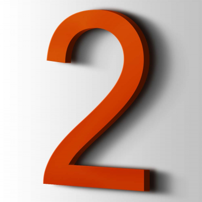 Kunststof Cijfer 2 Arial Acrylaat 3020 Traffic Red - 1
