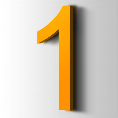 Kunststof Cijfer 1 Arial Acrylaat 1003 Signal Yellow - 1