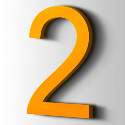 Kunststof Cijfer 2 Arial Acrylaat 1003 Signal Yellow - 1