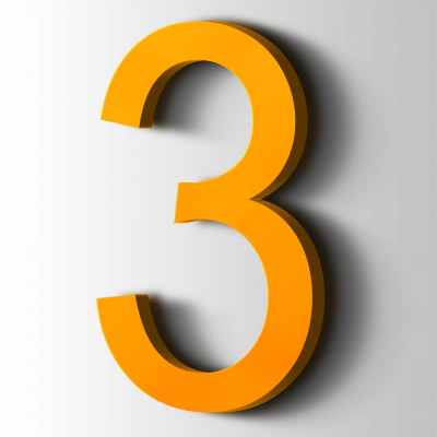 Kunststof Cijfer 3 Arial Acrylaat 1003 Signal Yellow - 1