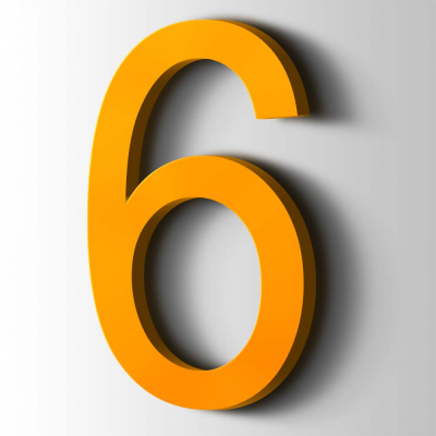 Kunststof Cijfer 6 Arial Acrylaat 1003 Signal Yellow - 1