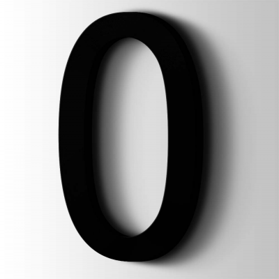 Kunststof Cijfer 0 Arial Acrylaat 9005 Jet Black - 1
