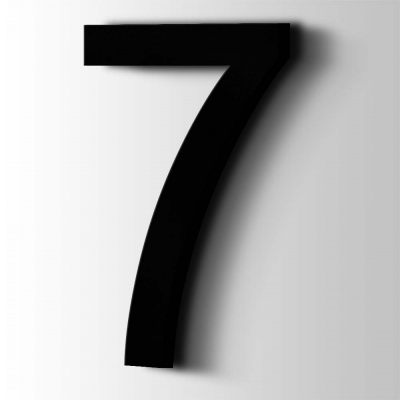 Kunststof Cijfer 7 Arial Acrylaat 9005 Jet Black - 1