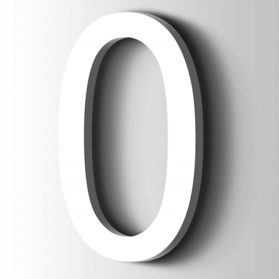 Kunststof Cijfer 0 Arial Acrylaat 9016 Traffic white - 1