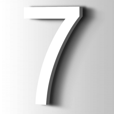 Kunststof Cijfer 7 Arial Acrylaat 9016 Traffic white - 1