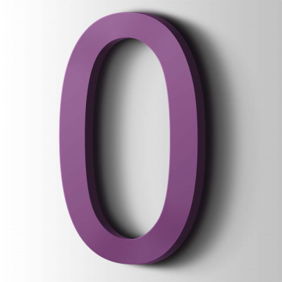 Kunststof Cijfer 0 Arial Acrylaat 4008 Signal Violet - 1