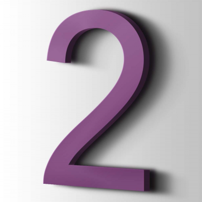 Kunststof Cijfer 2 Arial Acrylaat 4008 Signal Violet - 1