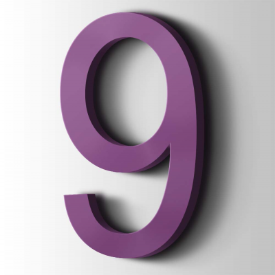Kunststof Cijfer 9 Arial Acrylaat 4008 Signal Violet - 1