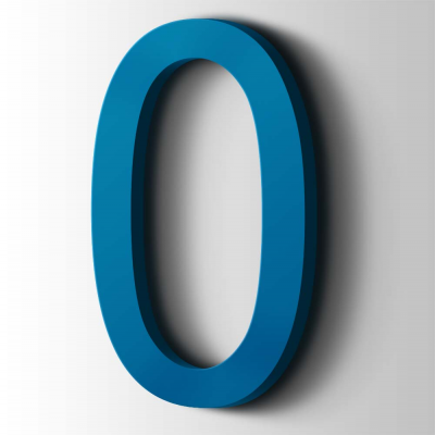 Kunststof Cijfer 0 Arial Acrylaat 5015 Sky Blue - 1