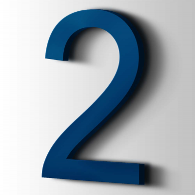 Kunststof Cijfer 2 Arial Acrylaat 5002 Ultramarine Blue - 1