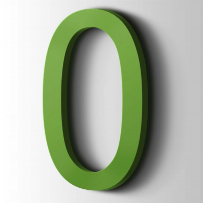 Kunststof Cijfer 0 Arial Acrylaat 6018 Yellow Green - 1