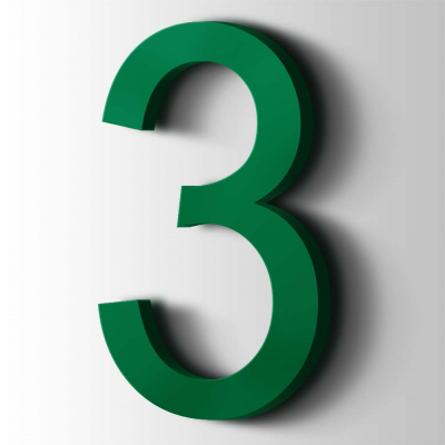 Kunststof Cijfer 3 Arial Acrylaat 6029 Mint Green - 1