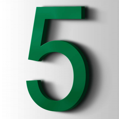 Kunststof Cijfer 5 Arial Acrylaat 6029 Mint Green - 1