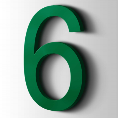 Kunststof Cijfer 6 Arial Acrylaat 6029 Mint Green - 1
