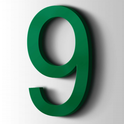 Kunststof Cijfer 9 Arial Acrylaat 6029 Mint Green - 1