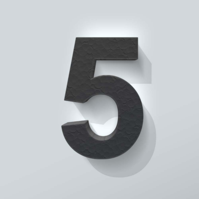 Grijs Piepschuim Cijfer 5 Arial - 1