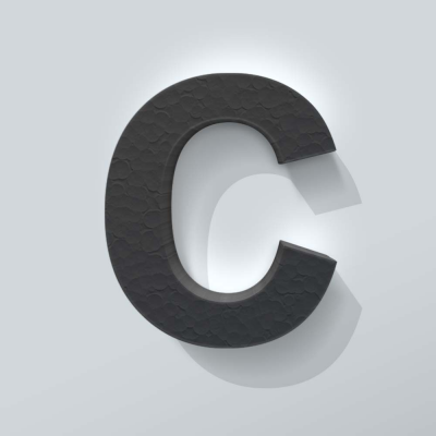 Grijs Piepschuim Letter C Arial - 1