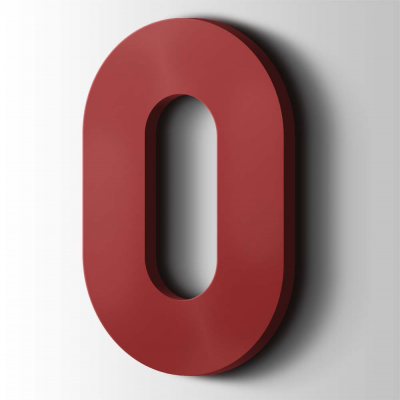 Kunststof Cijfer 0 Big John Acrylaat 3001 Signal Red - 1