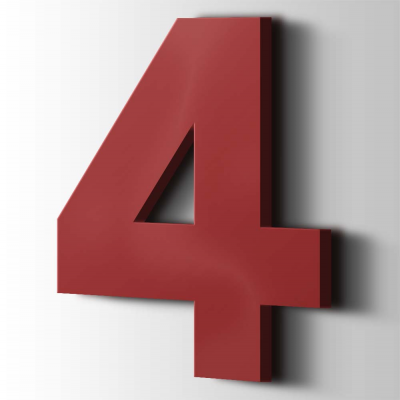 Kunststof Cijfer 4 Big John Acrylaat 3001 Signal Red - 1