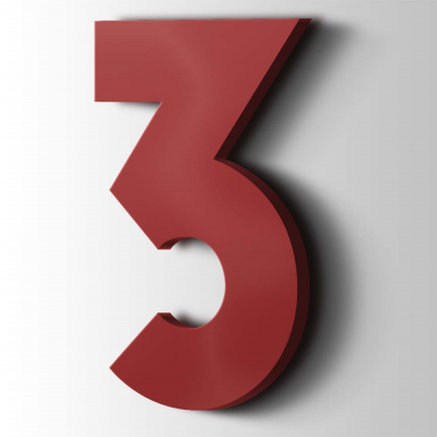 Kunststof Cijfer 3 Big John Acrylaat 3001 Signal Red - 1